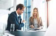 © ThurstanBuyout/peopleimages.com - Man, financial advisor and table with paperwork for discussion, contract or insurance agreement. Documents, consultation or female broker in office for investment, deal or meeting at desk with client