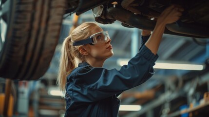 Wall Mural - The Female Car Mechanic