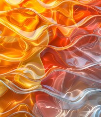 Wall Mural - abstract 3d rendering of a wavy translucent surface with a glossy texture