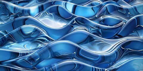 Wall Mural - Blue Abstract 3D Render of a Futuristic Landscape