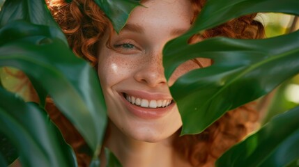 Wall Mural - The smiling redhead woman