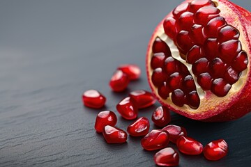 Wall Mural - Ripe pomegranate with juicy red seeds