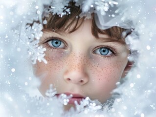 Poster - Enchanting winter portrait of a young child