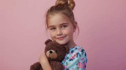 Poster - The girl with teddy bear