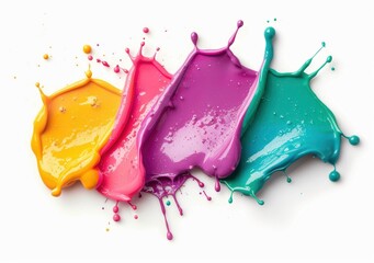 Wall Mural - Colorful paint splashes on a white background