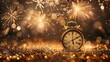 © FU - Glitter Background with Fireworks and a Clock: Celebratory and Festive New Year's Eve Scene in High Detail