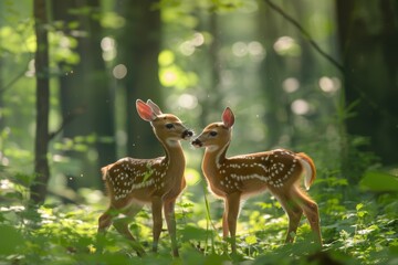 Sticker - Adorable baby deer in forest