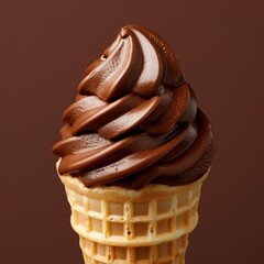 Wall Mural - Delicious chocolate swirl ice cream in a waffle cone
