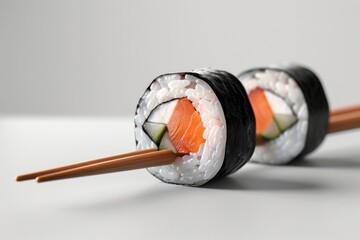 Wall Mural - Sushi Roll with Chopsticks
