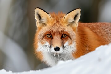 Canvas Print - Closeup portrait of a red fox in the snow