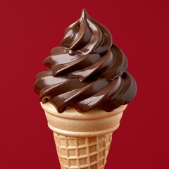 Wall Mural - Delicious chocolate ice cream swirl in a waffle cone