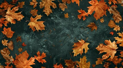 Wall Mural - Beautiful autumn leaves, background of orange leaves