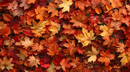 Wall Mural - Beautiful autumn leaves, background of orange leaves