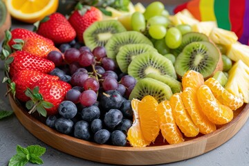 Wall Mural - Assortment of fresh colorful fruits