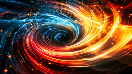Wall Mural - Futuristic giant cosmic tunnel, science fiction time or inter-dimension travel concept