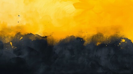 Wall Mural - Yellow black gradient watercolor background