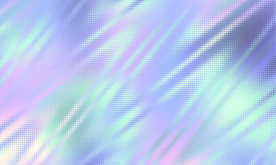 Poster - Holographic gradient halftone dots background. Vector illustration. Abstract pop art style dots on abstract blur background