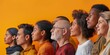 © Armin - Multiracial lineup of individuals of various ages and backgrounds standing side by side against an orange backdrop