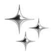© Derter - 3d chrome star shapes with sleek, shiny silver surfaces. Isolated abstract elements in y2k style for futuristic, cosmic, celestial, sci-fi designs, adding a modern, glossy touch, spark, and glitter