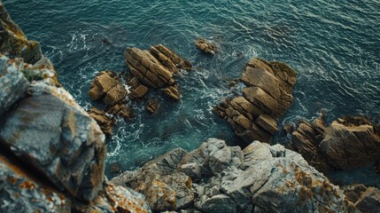 Bird s eye view of rocks and sea