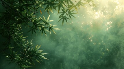 Poster - Sunlight Through Green Bamboo Leaves
