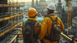 © Karaket - A construction worker and an engineer standing with scaffolding