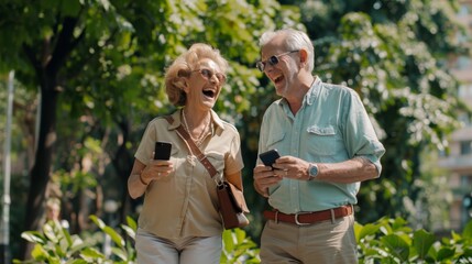 Poster - The elderly couple laughing.