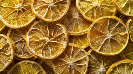 Dried Orange. Citrus Fruit Slices Background with Seasoning and Yellow Color Tones