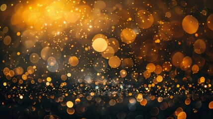 Wall Mural - beautiful gold glitter bokeh black background