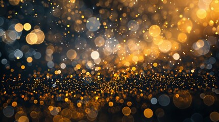 Wall Mural - beautiful gold glitter bokeh black background