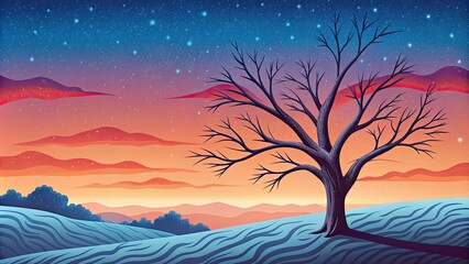 Poster - Leafless Tree Against a Starry Sky