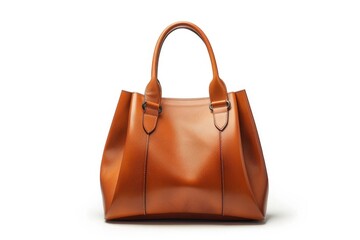 Wall Mural - A brown leather handbag on a simple white background