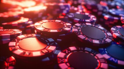 Wall Mural - Poker casino chips on light illumination. AI generated image