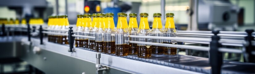 Wall Mural - Water factory - Water bottling line for processing and bottling pure spring water. Robotic factory line for processing and bottling of pure spring water into canisters and bottles.