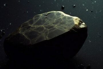 Shandite is rare precious natural stone on black background. AI generated. Header banner mockup with space.