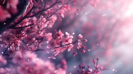 Poster - Delicate Pink Blossoms in a Soft-Focus Glow