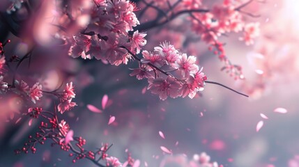 Poster - Delicate Pink Cherry Blossoms in Bloom