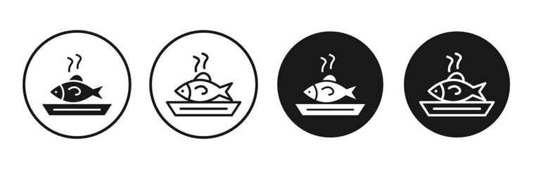 Wall Mural - Cooked Fish line vector icon set.