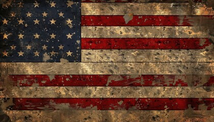 vintage distressed american flag with weathered texture patriotic usa background illustration