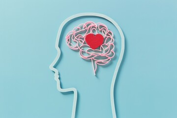 Abstract representation of the brain-heart connection. Psychology, love and mental health concept.