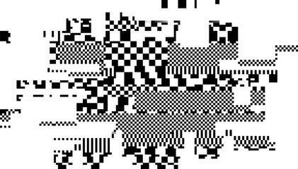 Aufkleber - Glitch Checkered Pixels Pattern. Pixel Art Chaotic Glitchy Background. 90s CCTV VHS Screen Vibe. Vector Illustration.