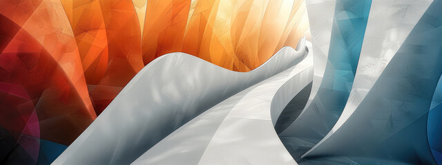 Poster - Background, geometric, abstract, art display. Generative AI.
