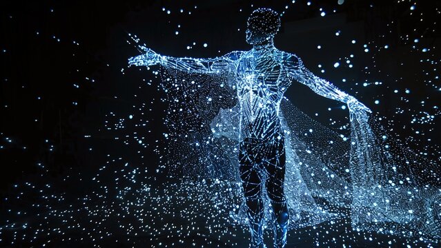 3D Particle Artificial Intelligence Digital Man Concept Background