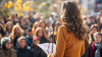 Female presenter speaks to audiences at workshop