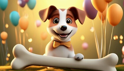 Wall Mural - A happy jack russell birthday party 