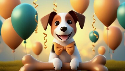 Canvas Print - A jack russel Happy birthday party 