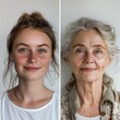 © Khuram Ibn Sabir - Aging Process of a Woman: Youth to Elderly Transformation Side-by-Side, Then and Now Comparison