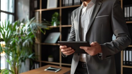 Wall Mural - The businessman with a tablet