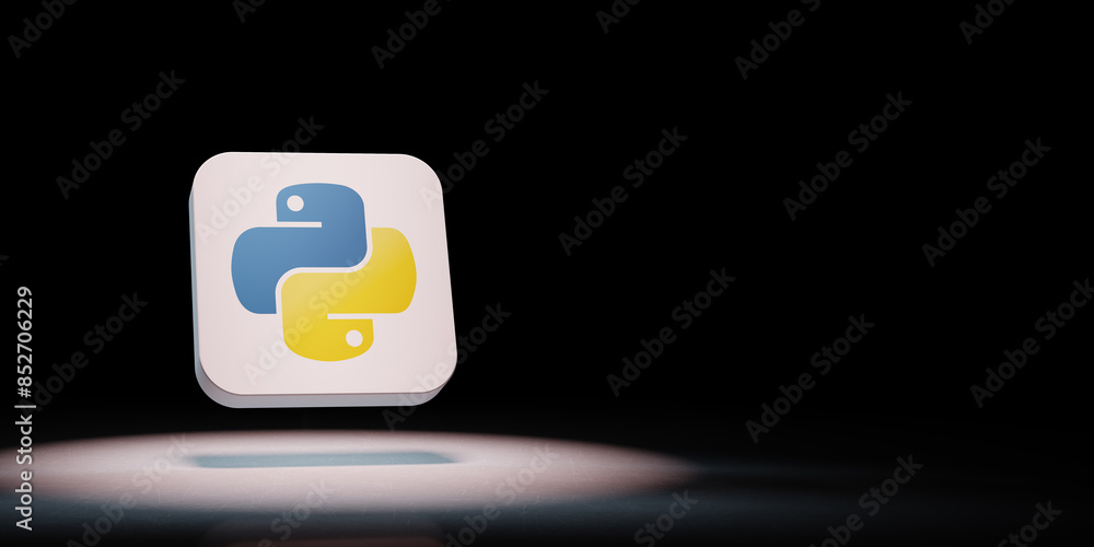 Python App Icon Spotlighted on Black Background
