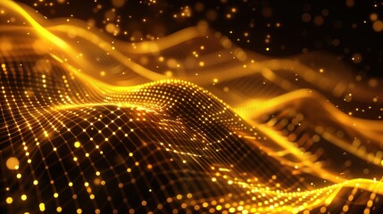 Golden particles abstract background with dust bokeh. Award or holiday concept